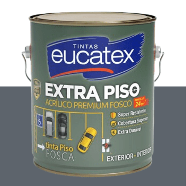 Tinta Para Piso Acrílico Premium Cinza Fosco Eucatex 3,6L