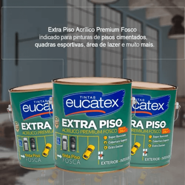 Tinta Para Piso Acrílico Premium Cinza Fosco Eucatex 3,6L