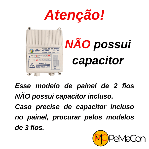Altri Painel Para Bomba de Poço Com Entrada Para Boia 2 fios 3.00cv Mono 220v 16A