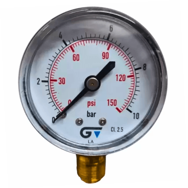 Manômetro Seco 53mm Saída Vertical Caixa ABS Seco 1/4″ 0-10 Bar Genebre