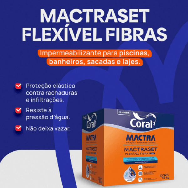 Impermeabilizante Mactraset 7000 Flexível Fibras 18kg – Coral Mactra