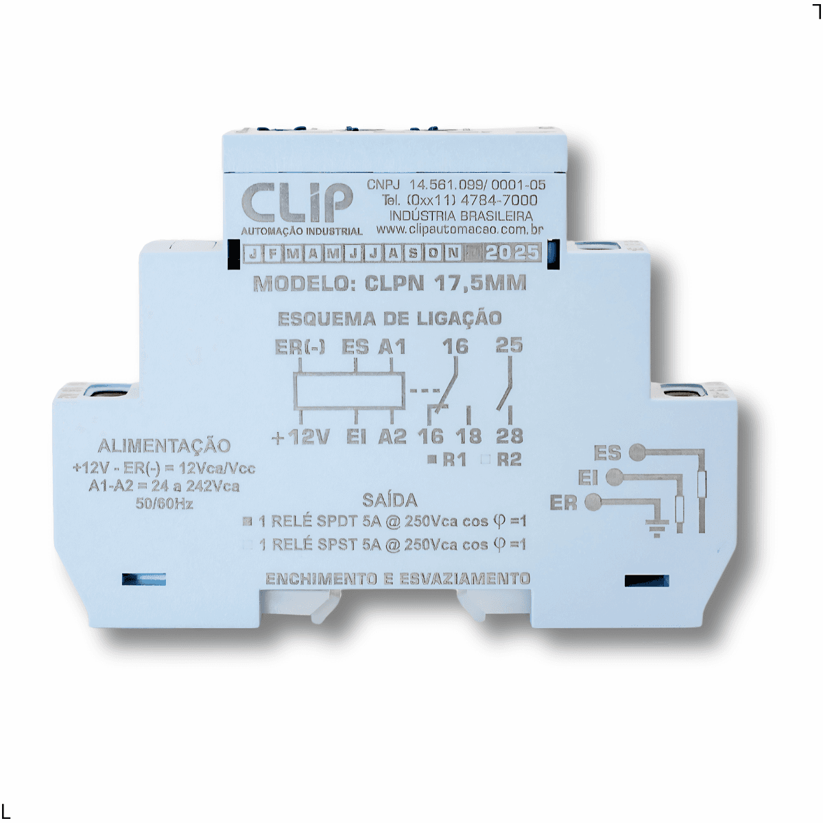 Monitor de Nível Clip CLPN Controle de Enchimento e Esvaziamento, 12Vcc ou 24–242Vca/Vcc