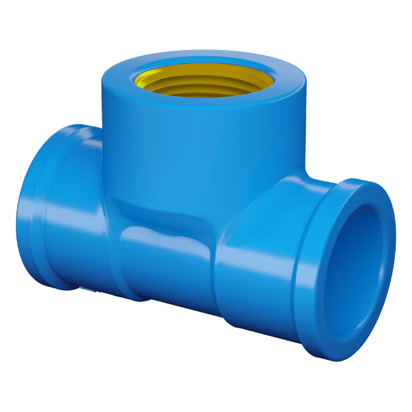 Tê Azul Soldável com Bucha de Latão 25mm x 3/4″ Fortlev