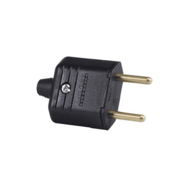 Plugue Preto (F) 2P 10A 180G PLD1-2 – Margirius
