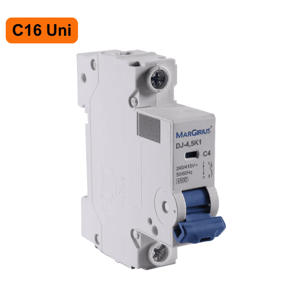 Disjuntor C16 Unipolar 16A – Res.SF DJ-4,5K1 – Margirius