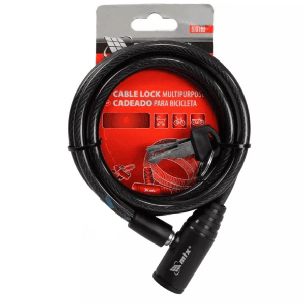 Trava Cabo De Aço Com Cadeado E Chave, 12x1200mm – MTX