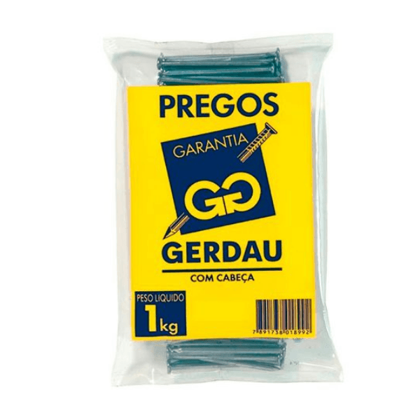 Prego Com Cabeça 17×27 Gerdau – Pacote com 1 Kg