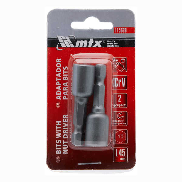 Soquete Magnético Para Parafusadeira 65mm X 10mm 2 Peças – MTX