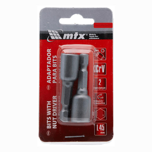 Soquete Magnético Para Parafusadeira D 13mm, L 45mm, 2 Peças – MTX