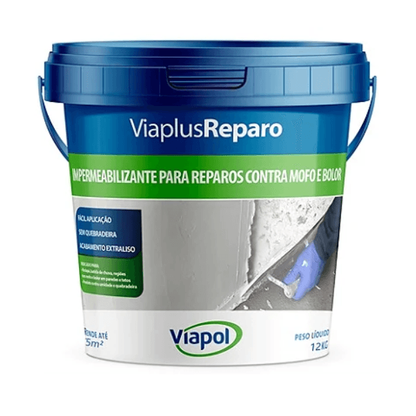 Revestimento Impermeabilizante Cimentício Branco Viaplus Reparo 12kg – Viapol