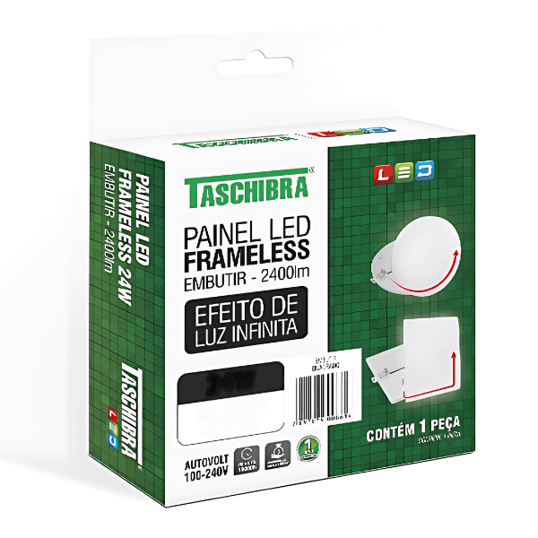 Painel Plafon Led Frameless Embutir 24W Quadrado 6500K – Taschibra