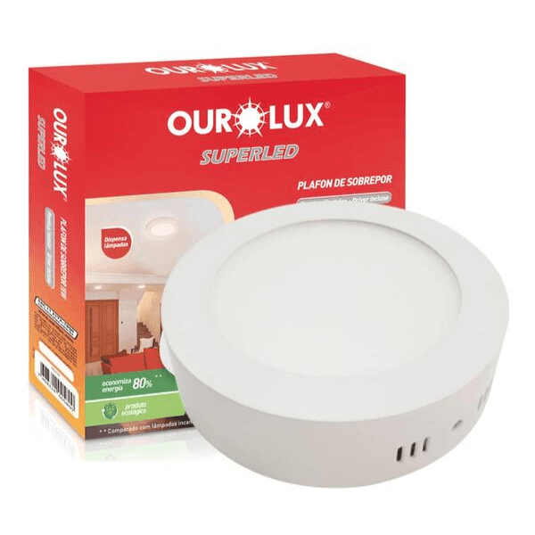 Plafon LED Sobrepor Redondo 24W Bivolt 4000K Luz Neutra – Ourolux