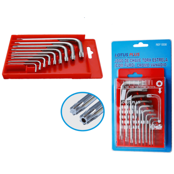Jogo Chave Torx Crv Vazada 60/12 Com 9 Unidades – Lotus