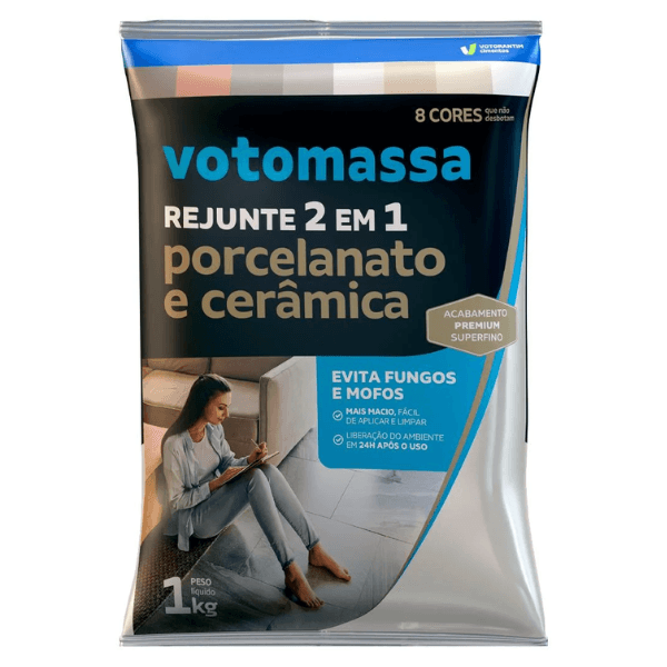 Rejunte 2 em 1 Porcelanatos e Cerâmicas Cinza Escuro 1kg – Votomassa