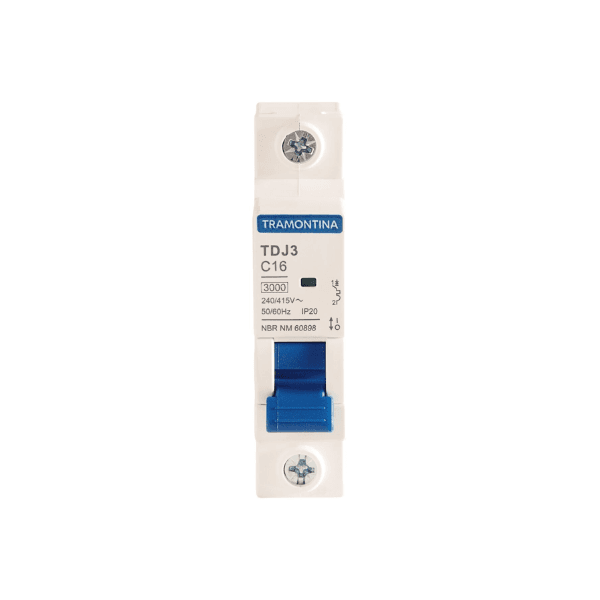 Disjuntor Unipolar DIN 1P 16A TDJ3 3KA Curva C – Tramontina
