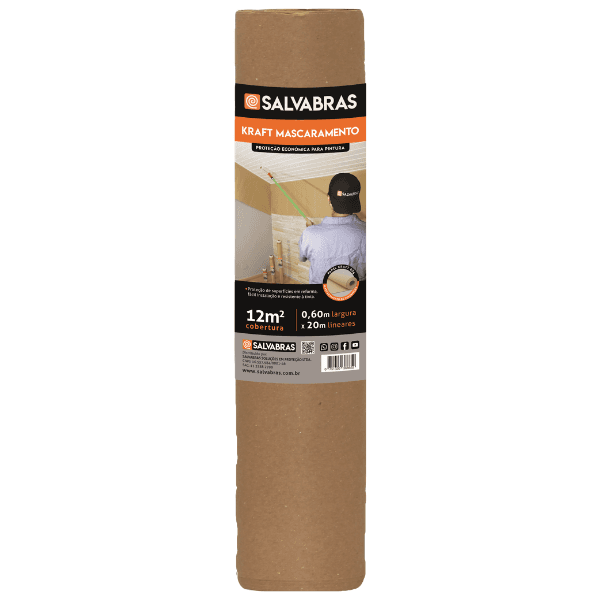 Papel Kraft Mascaramento 0,60x20m Proteção Contra Respingos de Tinta – Salvabras
